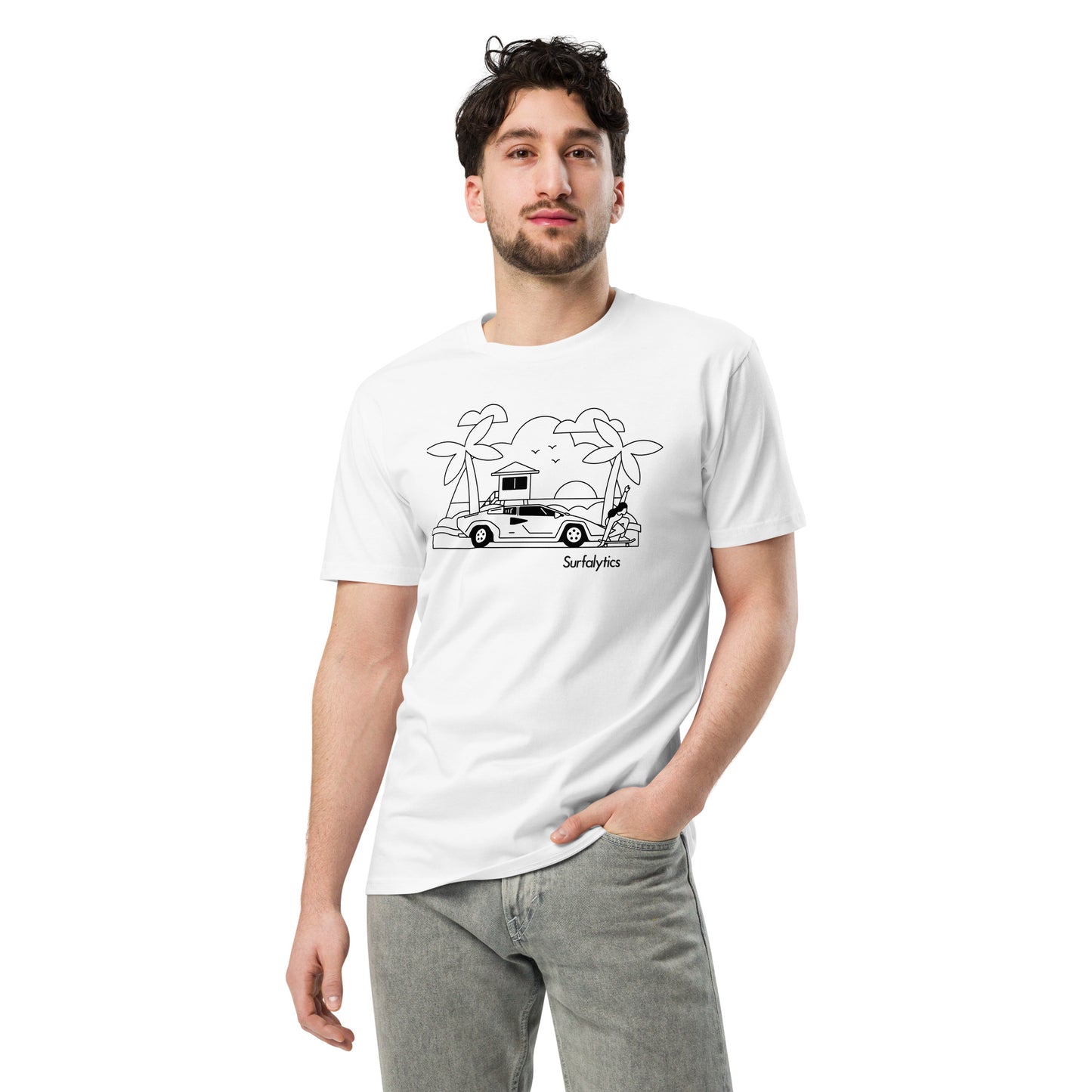 Lamborghini_Countach_B&W - Premium t-shirt